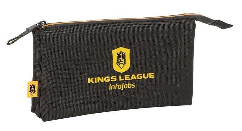 Astuccio triplo Kings League per bambini con 3 cerniere, nero e giallo 4/5