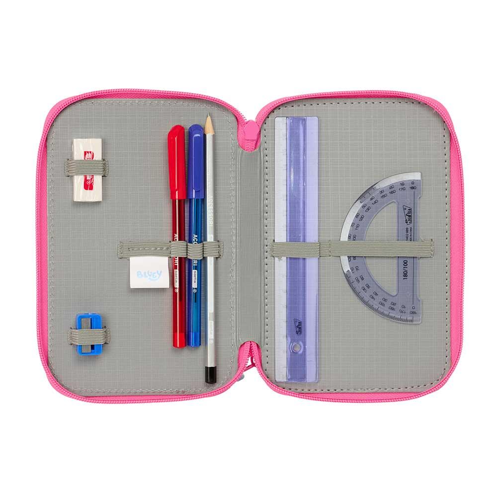 Trousse triple Bluey pour enfants, 37 pièces, fermeture éclair bleu clair 4/6