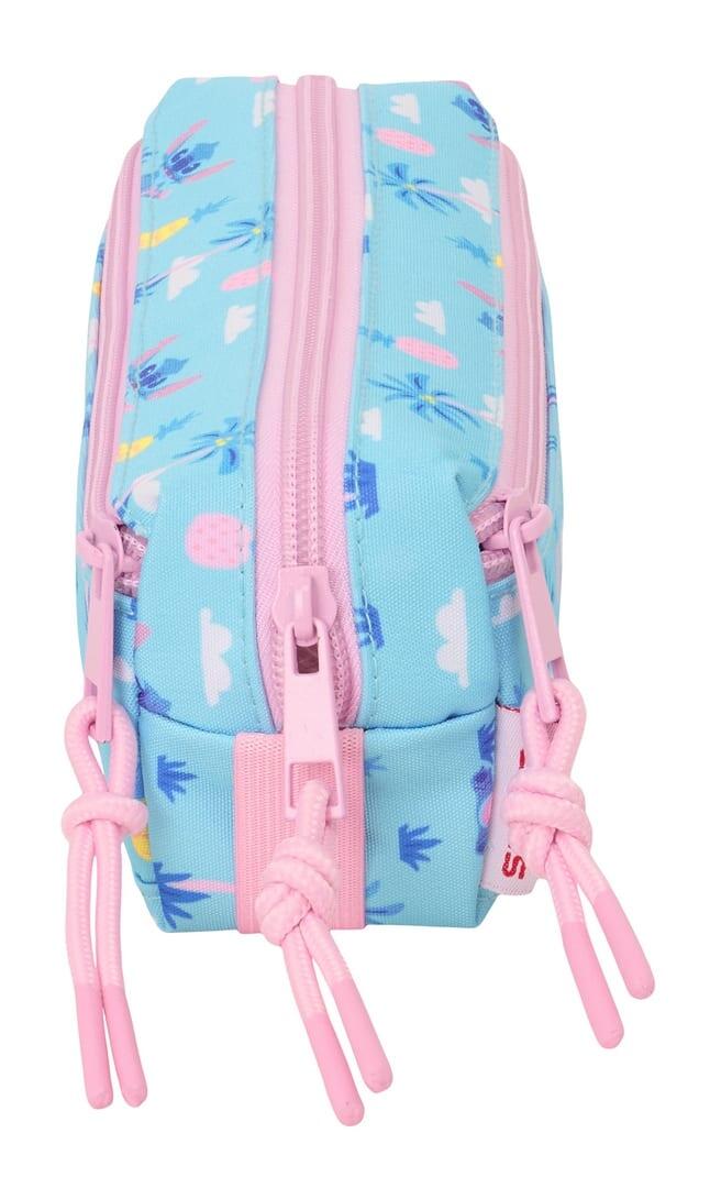 Astuccio triplo Stitch per bambini con cerniera, 22 cm, blu 3/4