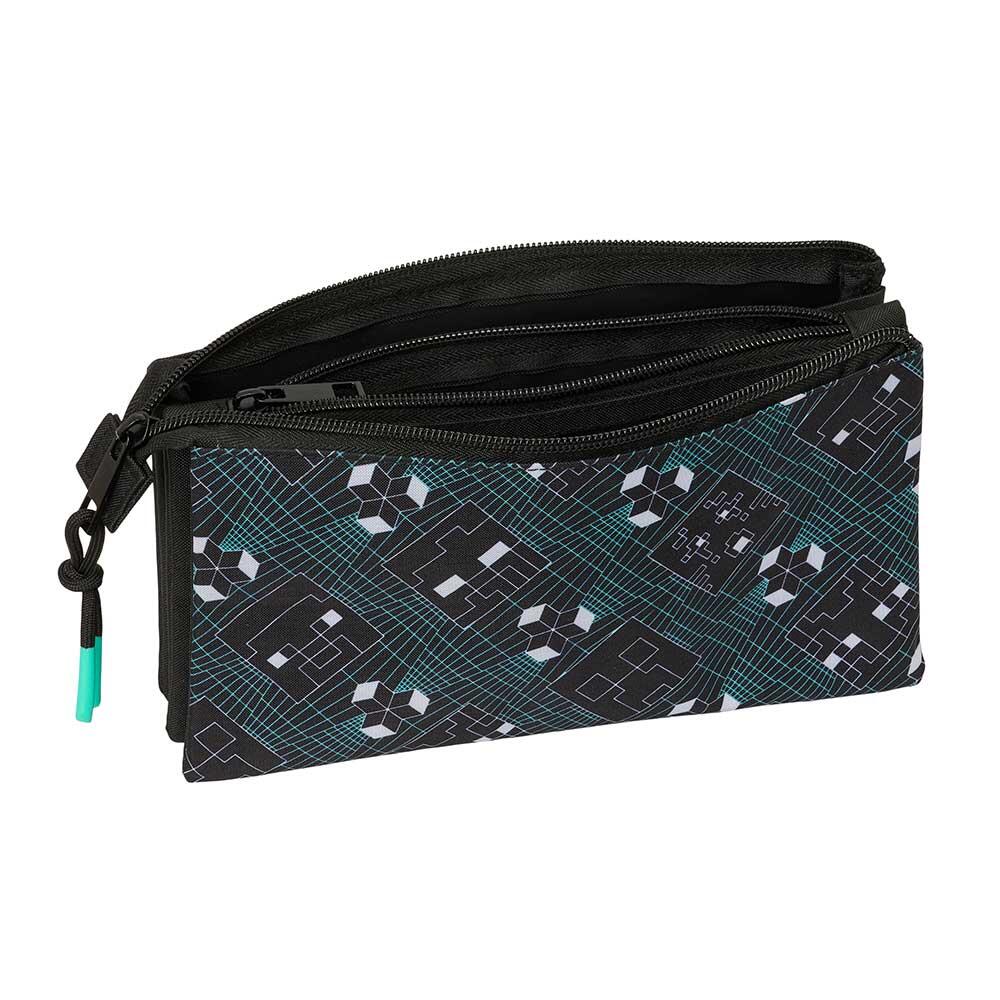 Astuccio triplo Minecraft per bambini con 3 cerniere, 22x12x3 cm, nero 3/3