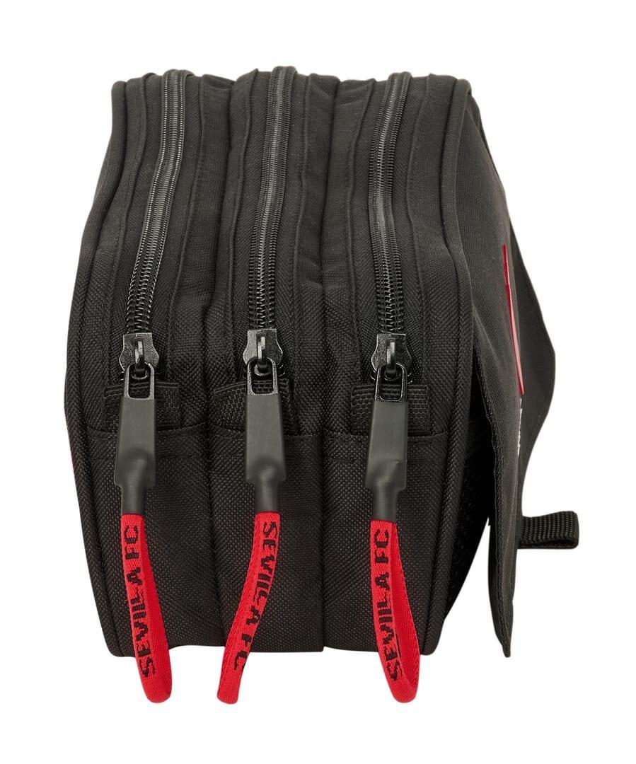 Trousse triple pour enfants FC Séville avec fermetures éclair, noire 3/4
