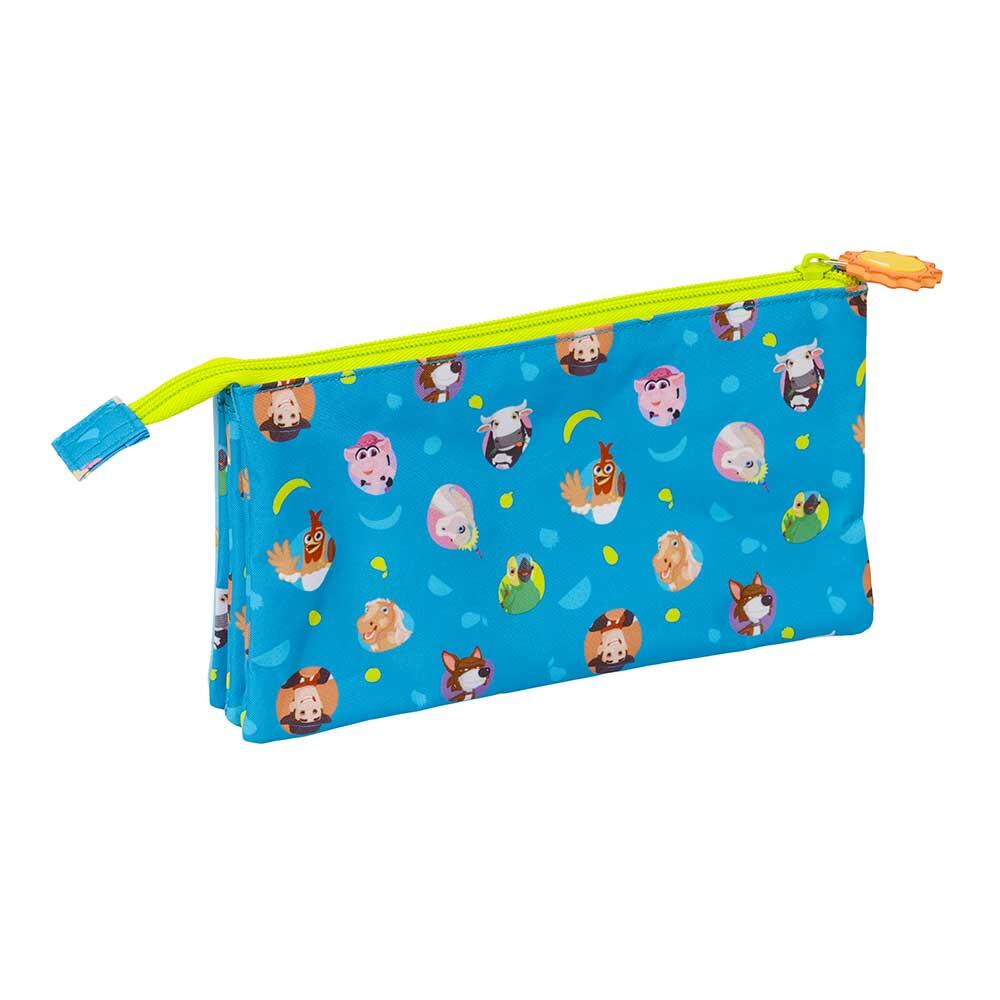 Astuccio triplo Zenon's Farm per bambini con cerniera, blu 2/3