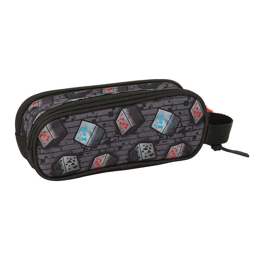 Astuccio doppio Minecraft per bambini con 2 scomparti, 21x8x6 cm, grigio. 2/3