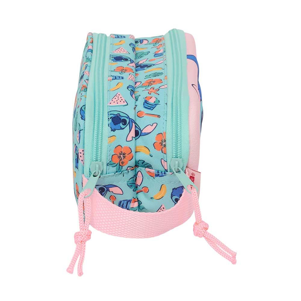 Astuccio doppio Stitch 3D per bambini con 2 cerniere e maniglia - Blu 3/3