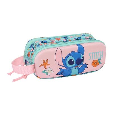 Astuccio per bambini Stitch in PVC trasparente con cerniera e set scolastico blu