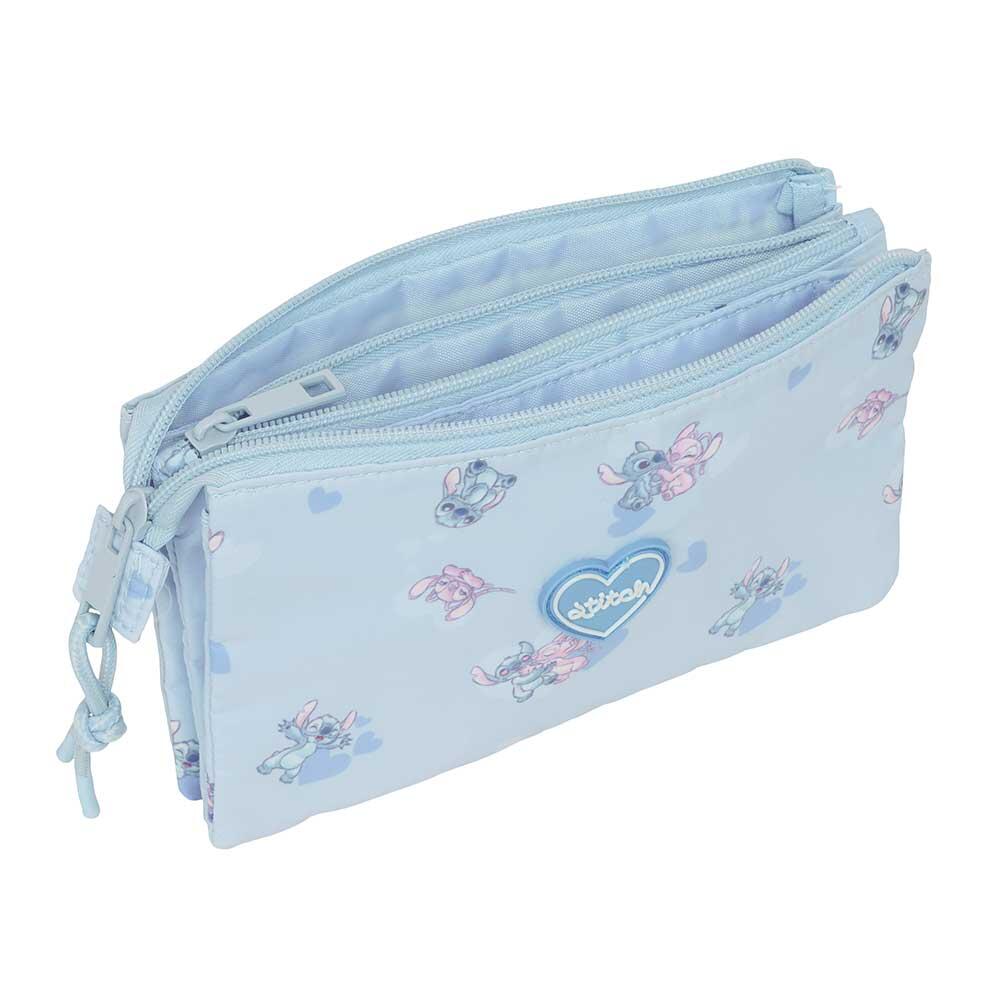 Astuccio Stitch a tre scomparti con cerniera per bambini - Blu 3/3