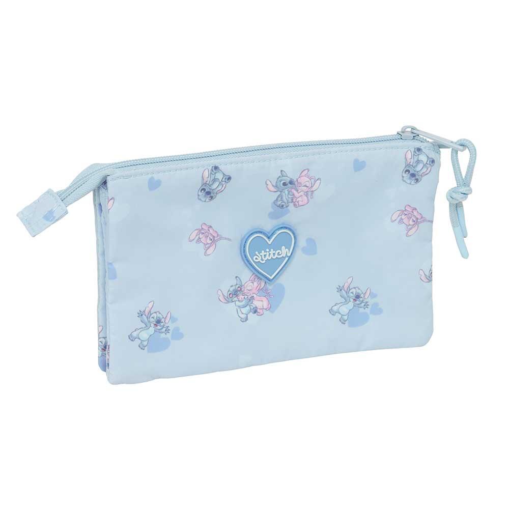 Astuccio Stitch a tre scomparti con cerniera per bambini - Blu 2/3