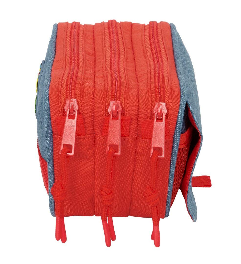 Astuccio triplo Super Mario per bambini con cerniere blu e rosse 3/4