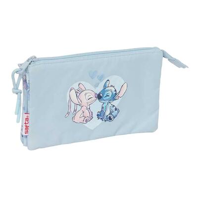 Astuccio doppio Stitch per bambini con 2 cerniere rosa e blu