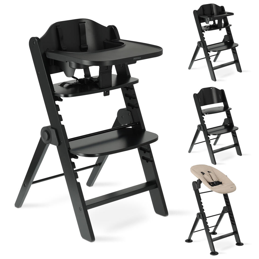 Odin Luxe High Chair with Bouncer - Black/Nougat