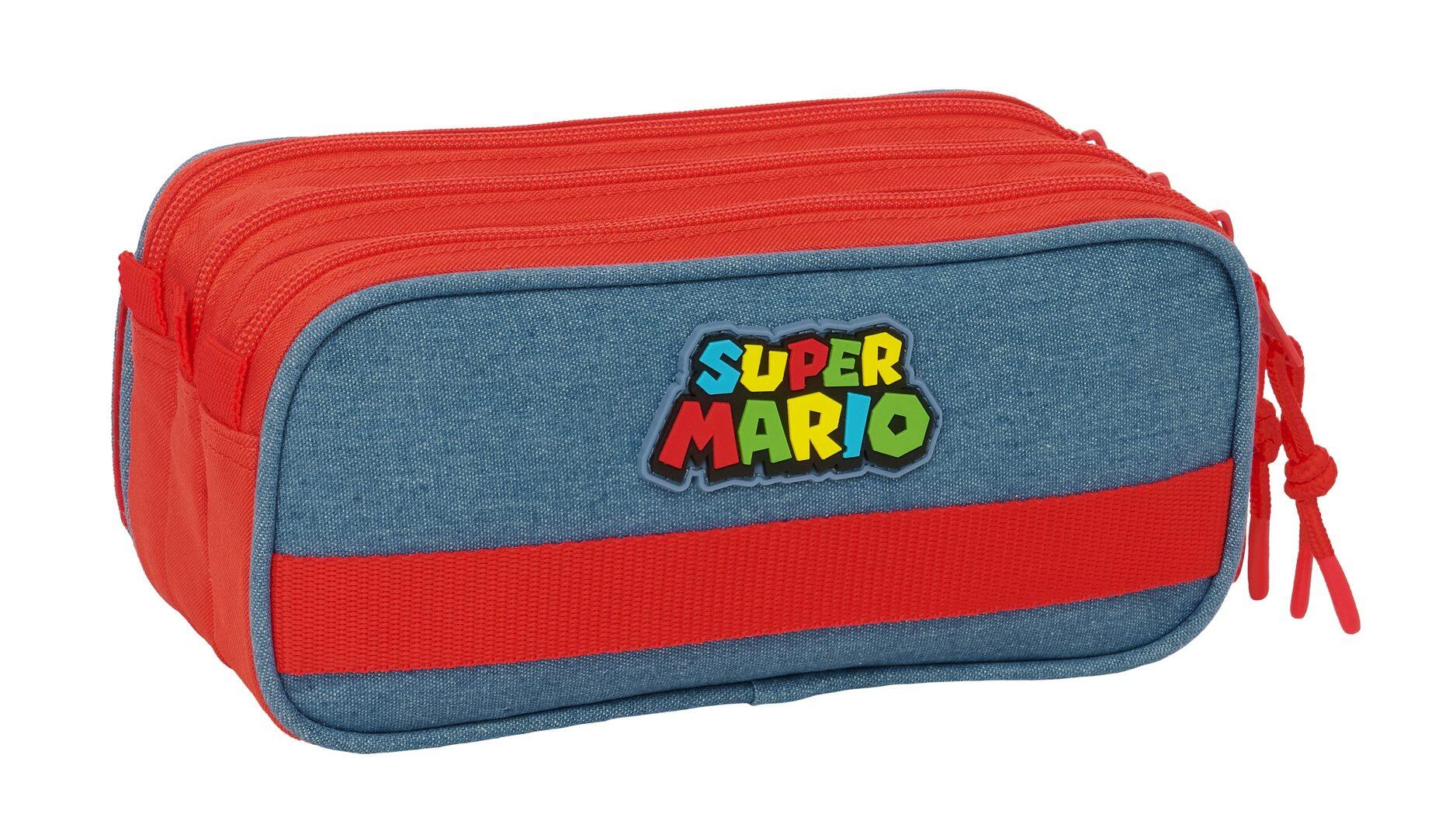 Astuccio triplo Super Mario per bambini con cerniere blu e rosse 2/4