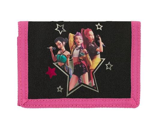 K-Pop Demon Hunters Kinder-Geldbörse aus Polyester mit Klettverschluss, Schwarz