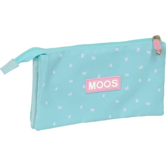 Astuccio triplo per bambini Moos Butterflies con 3 cerniere, colore blu. 2/3