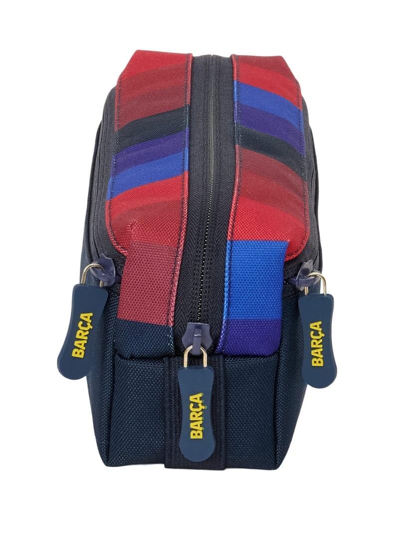 Trousse triple pour enfant FC Barcelone avec fermeture éclair, 22 cm, bleue 3/4