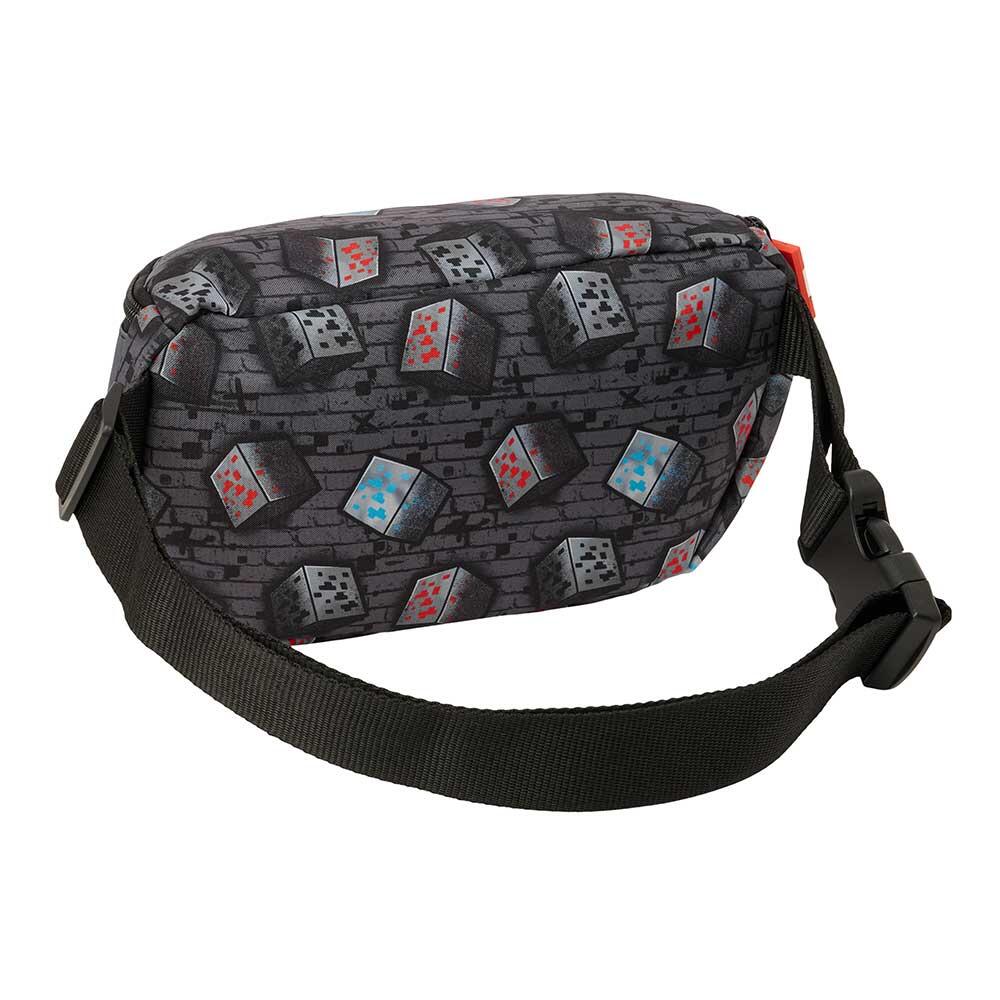 Marsupio bambino Minecraft Graffiti con cerniera e chiusura PVC grigia 2/3