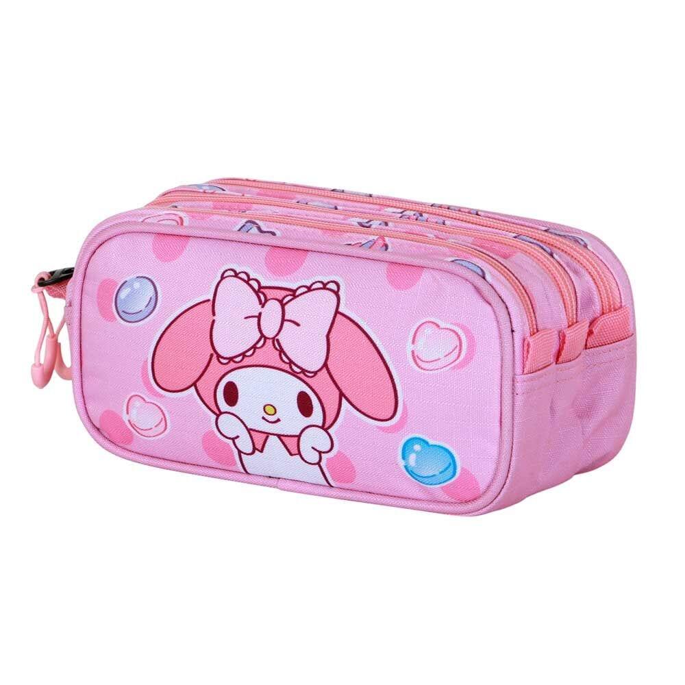 Estuche Infantil My Melody de Poliéster Triple con Cremalleras 23x11x10 cm Rosa 3/3