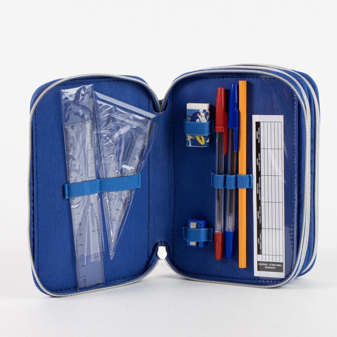Trousse à crayons Sonic Prime pour enfants, en polyester, avec accessoires et 3/6