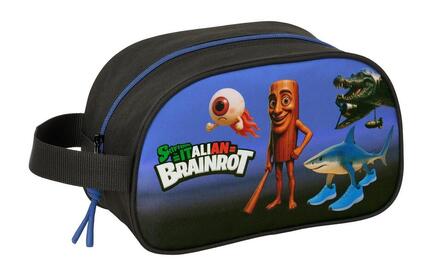 Brainrot Kinder-Kulturbeutel, Trolley-kompatibel, mit Griff und Reißverschluss