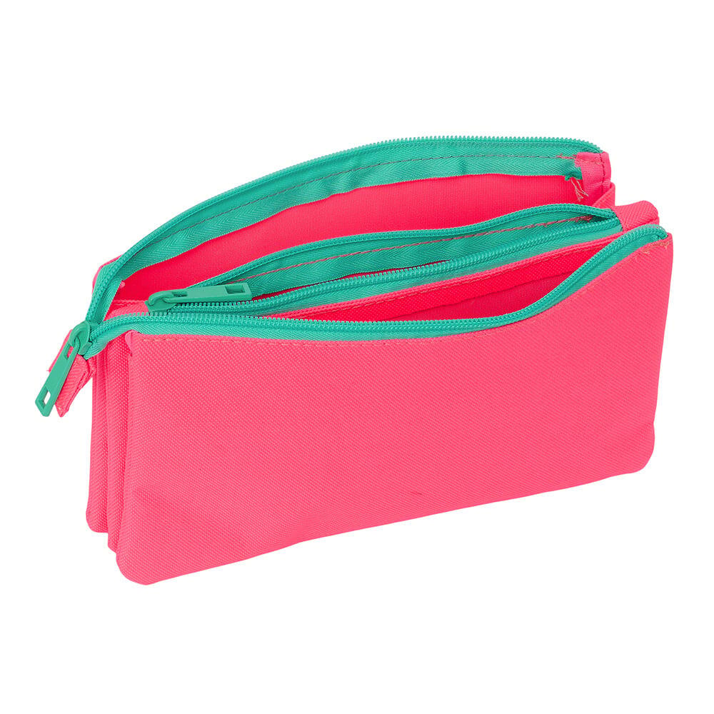 Trousse à crayons pour enfants Nait Nait en polyester à 3 compartiments, rose 3/3