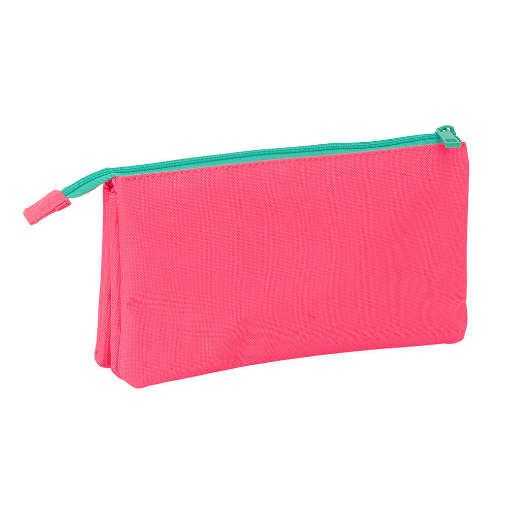Trousse à crayons pour enfants Nait Nait en polyester à 3 compartiments, rose 2/3