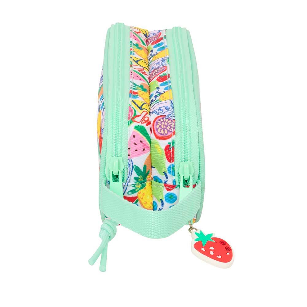 Astuccio triplo Dora per bambini con 3 scomparti e cerniera, verde 3/3