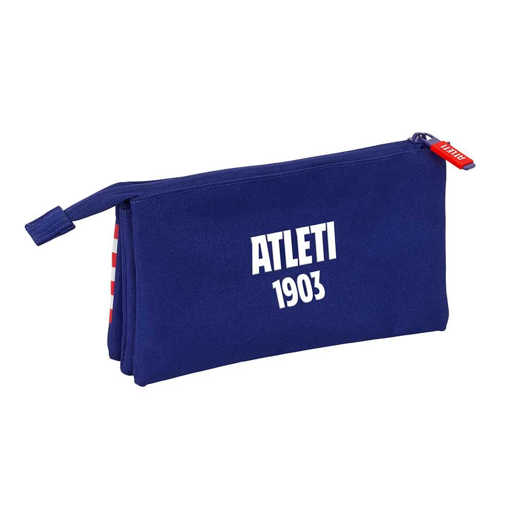Trousse triple pour enfants Atlético de Madrid avec fermetures éclair, bleu 2/3