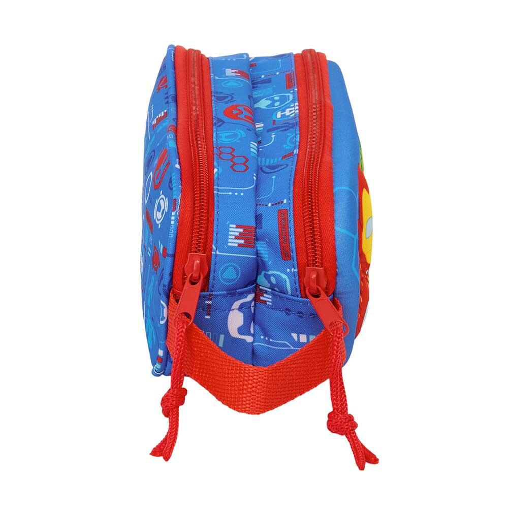 Trousse double Iron Man 3D pour enfants avec fermeture éclair et poignée - Bleue 3/3
