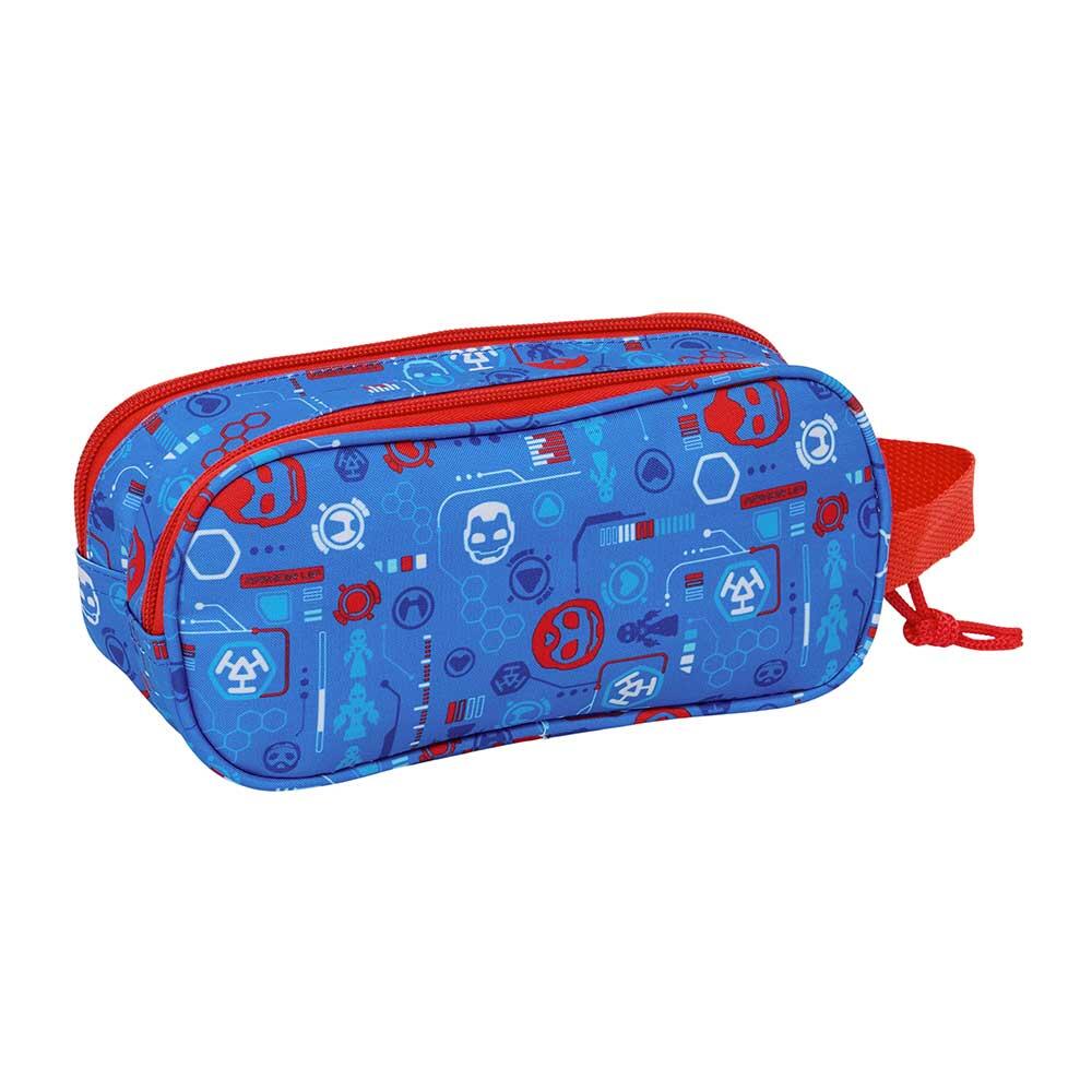 Trousse double Iron Man 3D pour enfants avec fermeture éclair et poignée - Bleue 2/3