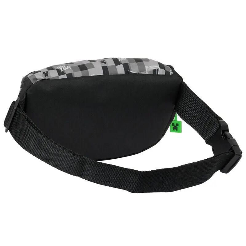 Bolsa de cintura infantil Minecraft poliéster com fecho e fita ajustável preta 2/3