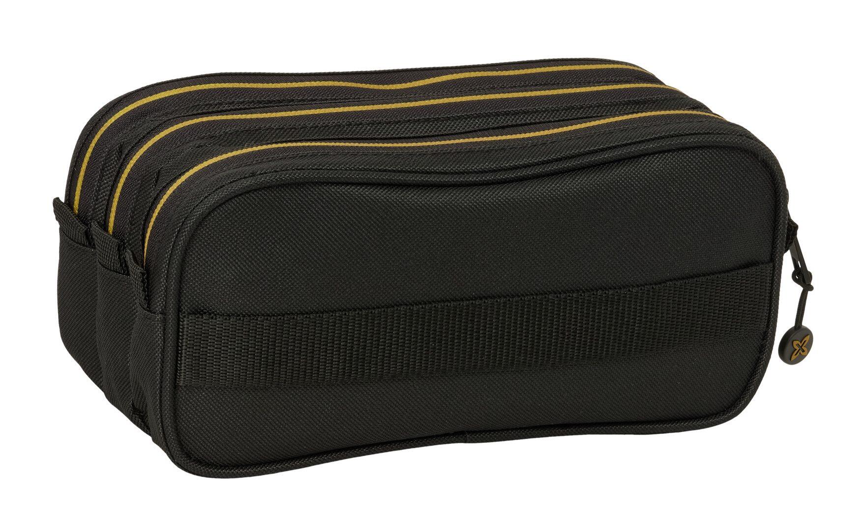 Beauty case triplo per bambini Munich in poliestere con 3 cerniere, blu e nero 2/4