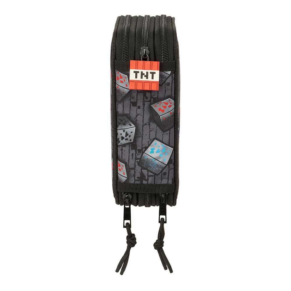 Astuccio triplo Minecraft per bambini con 37 pezzi e cerniere, nero 3/6