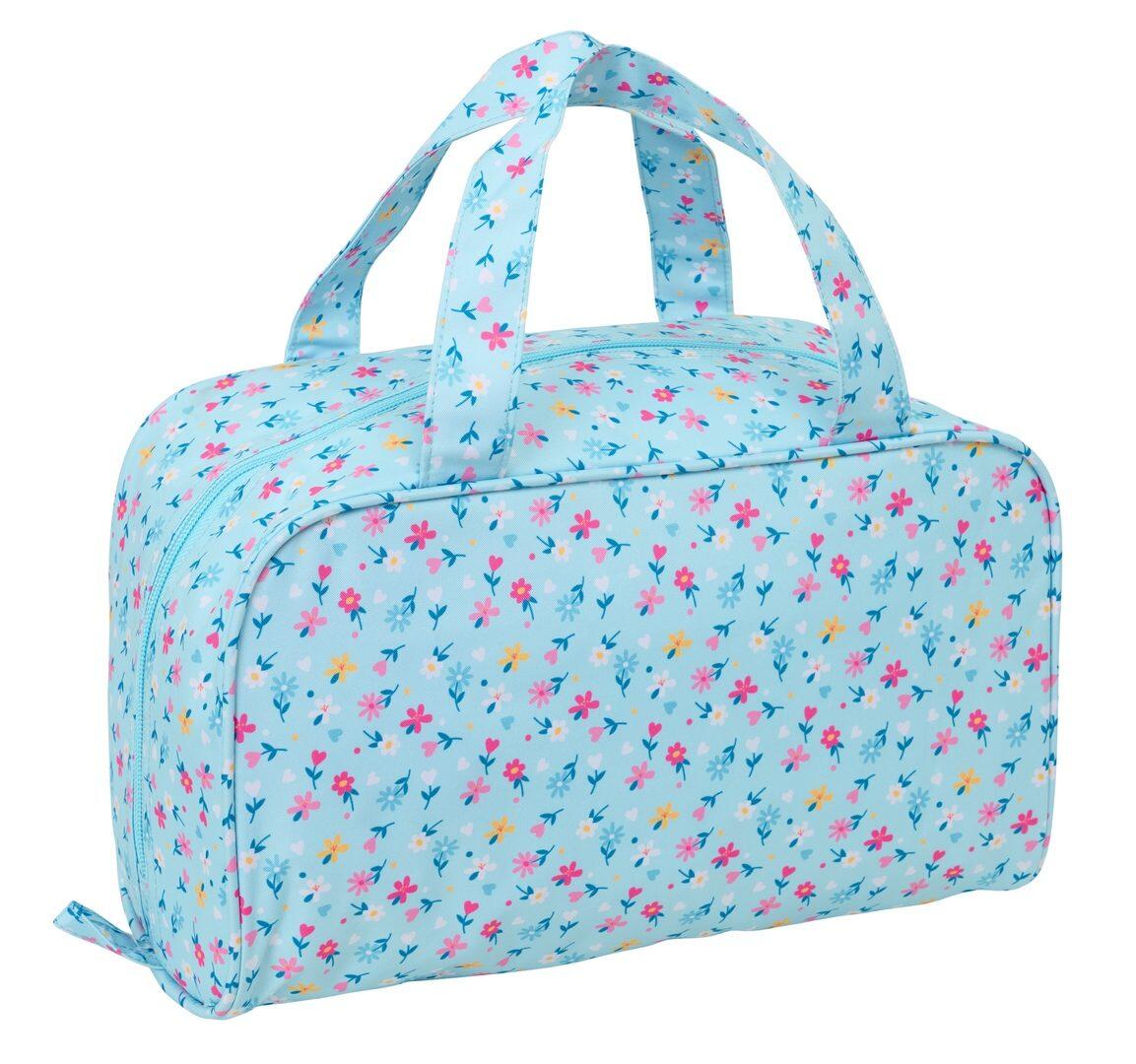 Beauty case rettangolare per bambini Blackfit8 Petals con cerniera azzurra 2/4