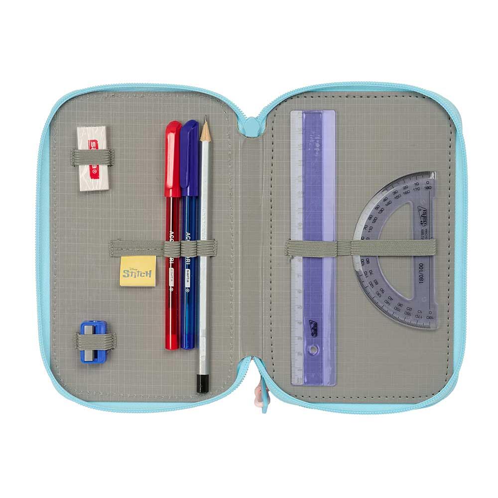 Astuccio per matite per bambini Stitch con accessori, in poliestere con 4/6