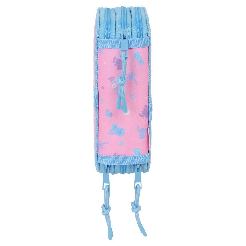 Astuccio triplo Stitch Ohana per bambini con 37 scomparti e cerniera - Blu 3/4