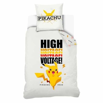 Housse de couette enfant Premium Pokémon Pikachu coton 140x200 cm blanc