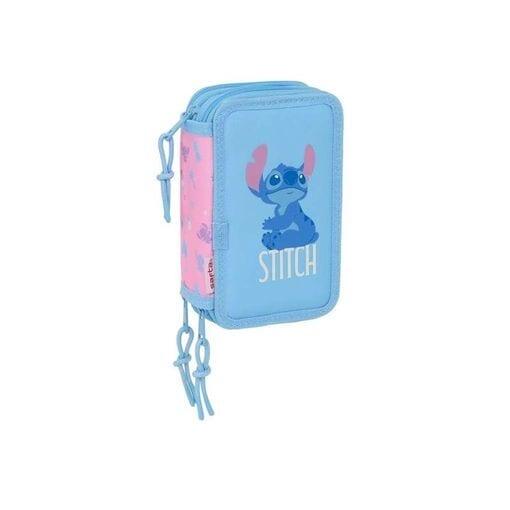 Astuccio triplo Stitch Ohana per bambini con 37 scomparti e cerniera - Blu 2/4