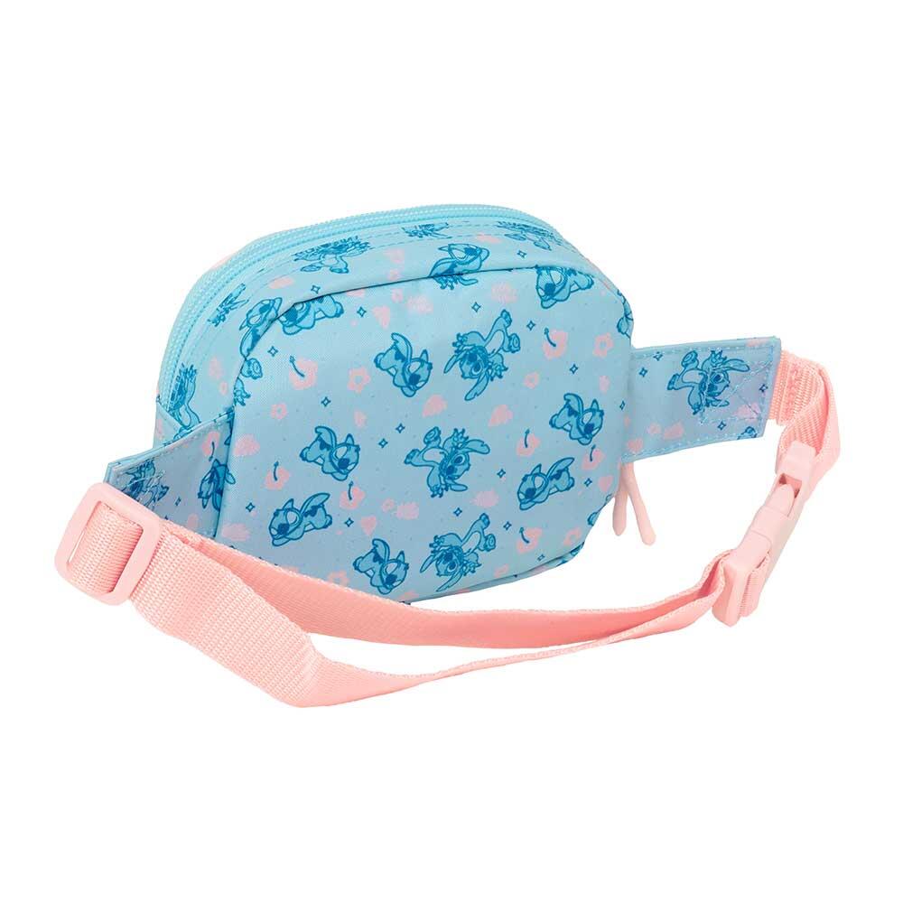 Marsupio bambino Stitch Ohana con cerniera e cinghia regolabile blu e rosa 2/3