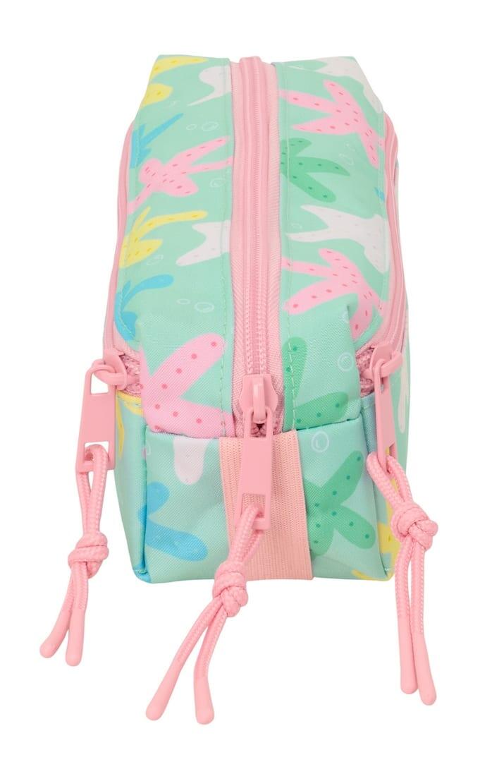 Astuccio per bambini con decorazione a stelle, 3 cerniere, 22 cm, verde menta. 3/4