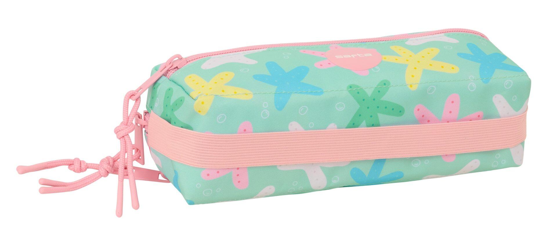 Astuccio per bambini con decorazione a stelle, 3 cerniere, 22 cm, verde menta. 4/4