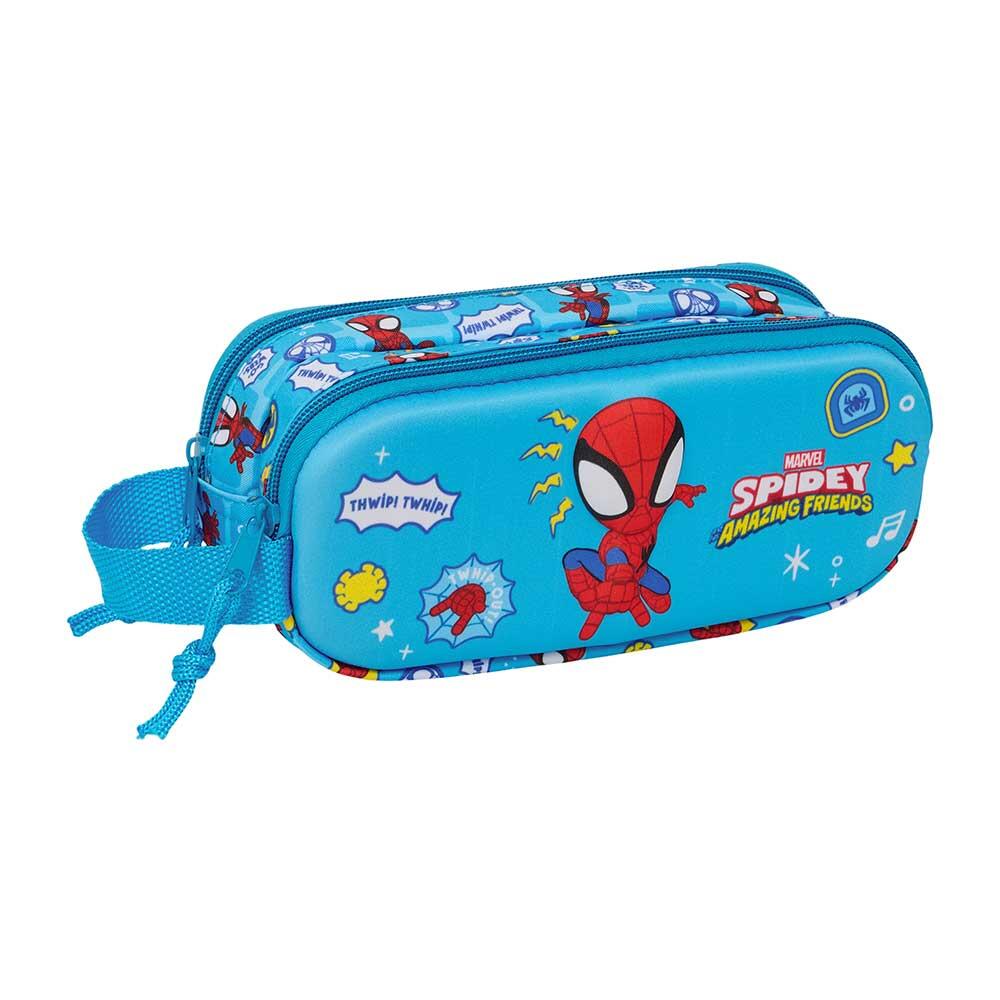 Trousse double Spidey 3D pour enfants avec 2 compartiments et fermetures éclair 1/3