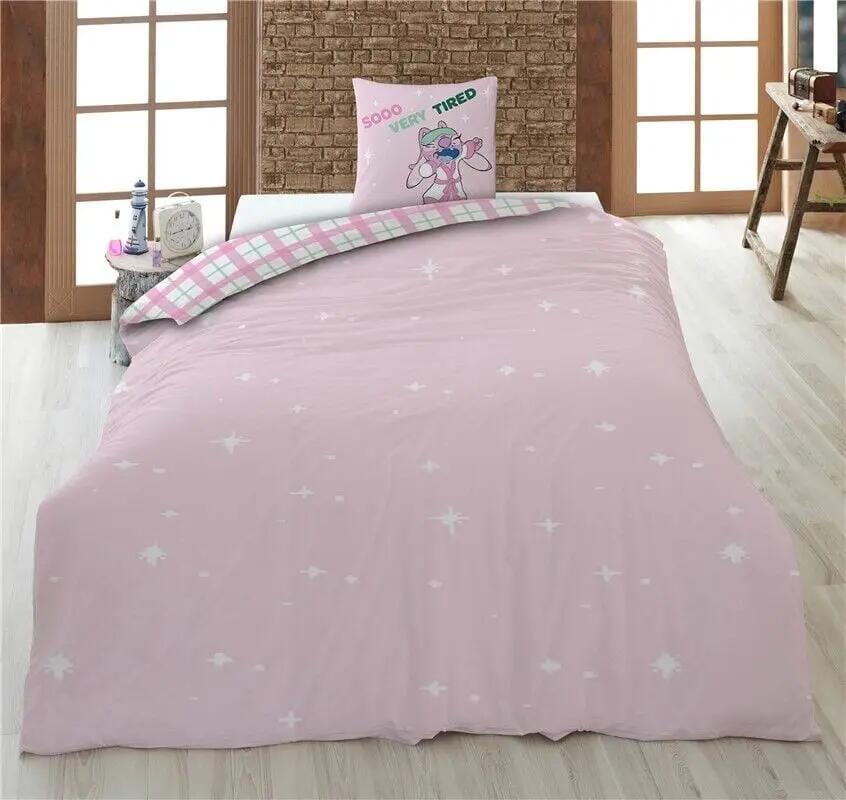 Capa de edredão infantil Stitch 140x200 cm com fronha 65x65 rosa 4/5
