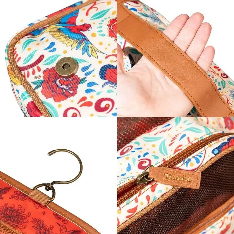 Beauty case da viaggio per adulti Frida Kahlo in poliestere con gancio 2/4