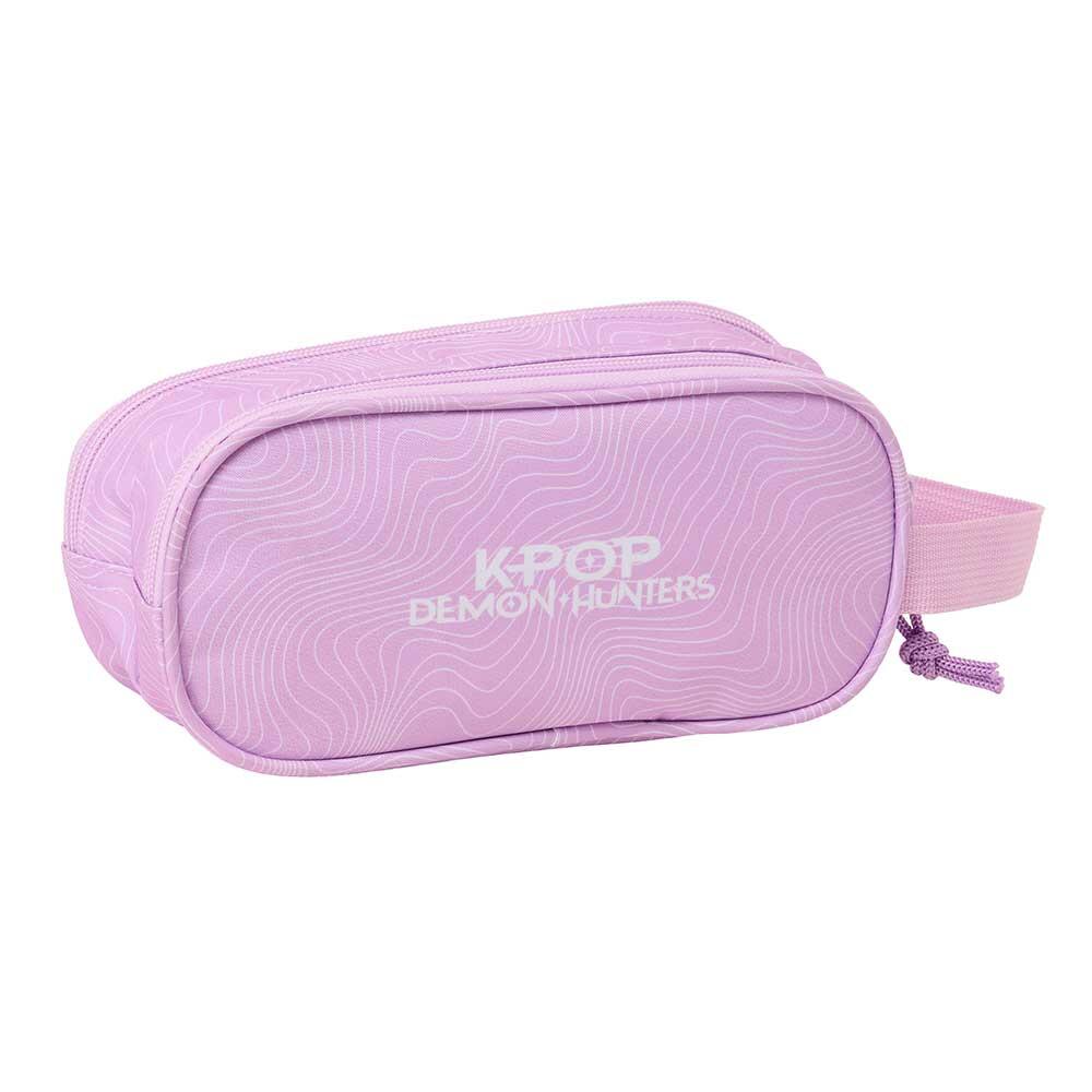 Trousse double K-Pop Demon Hunters pour enfants avec 2 fermetures éclair, rose 2/2