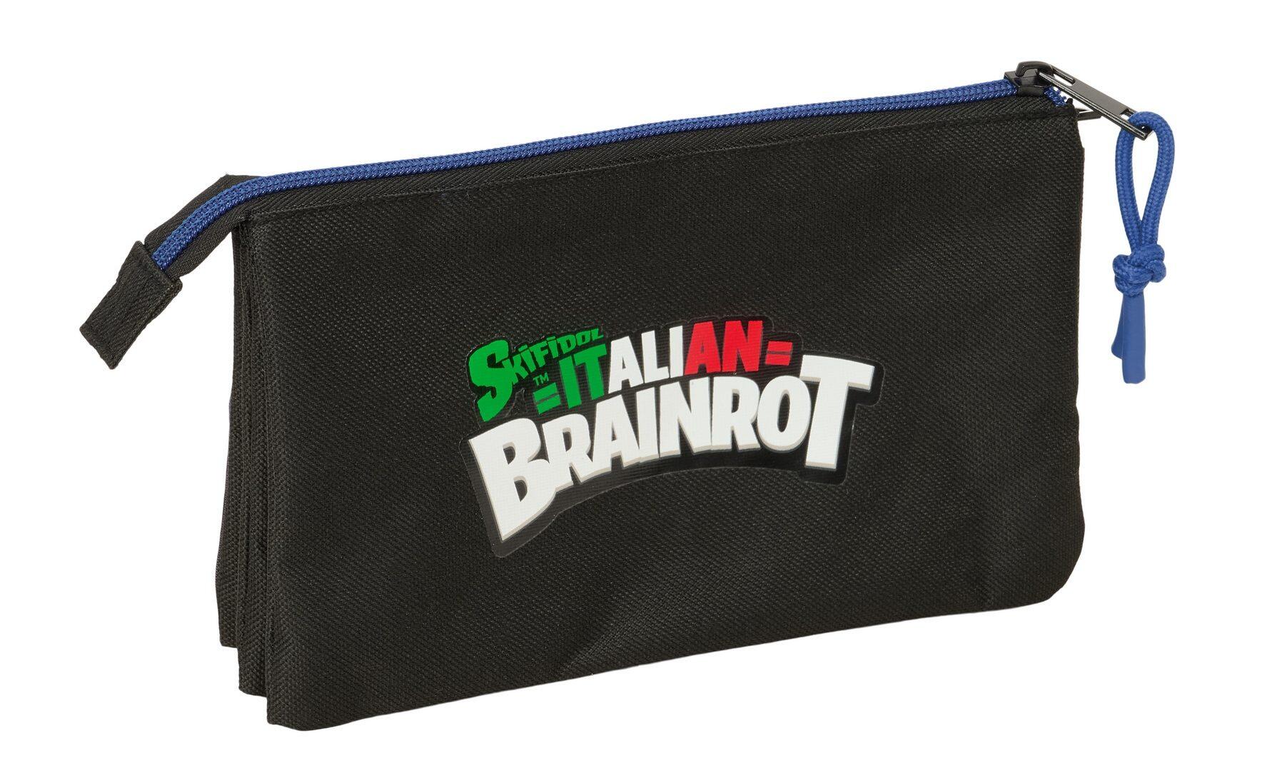 Astuccio doppio per bambini Brainrot con 2 scomparti, nero 2/3