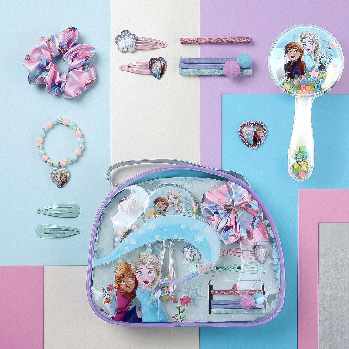 Nécessaire infantil Frozen com kit de beleza e acessórios, multicolorida azul 6/6