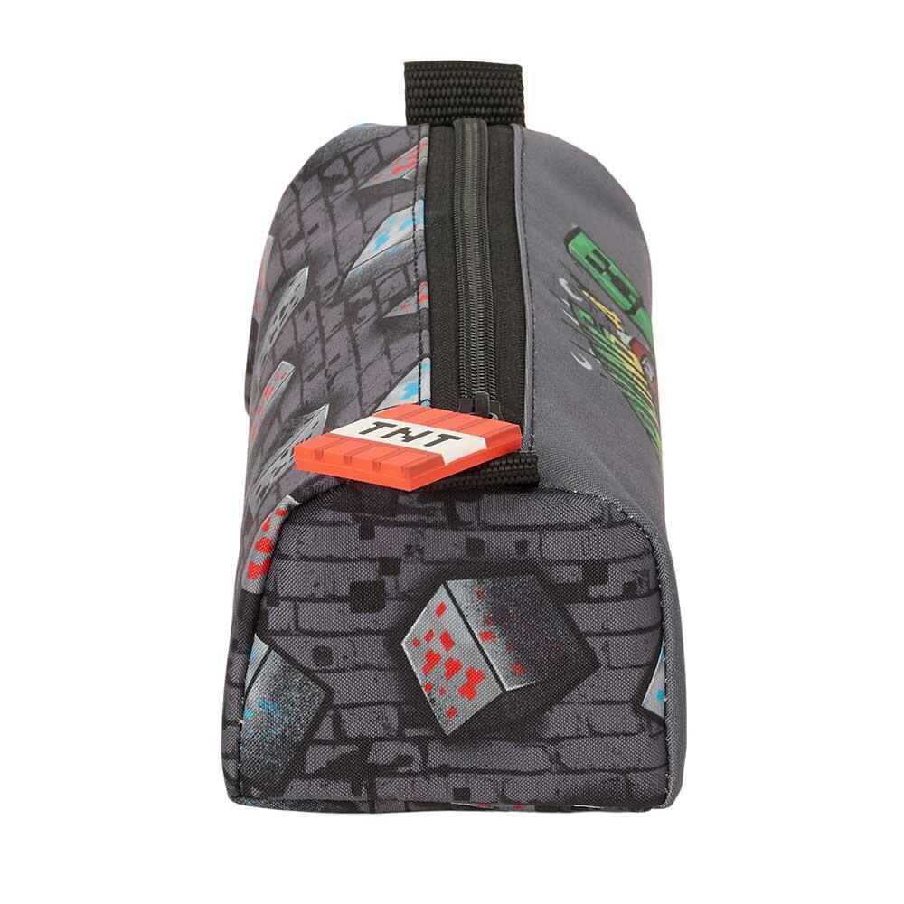 Astuccio per bambini con cerniera e stampa graffiti di Minecraft, colore grigio, 3/3