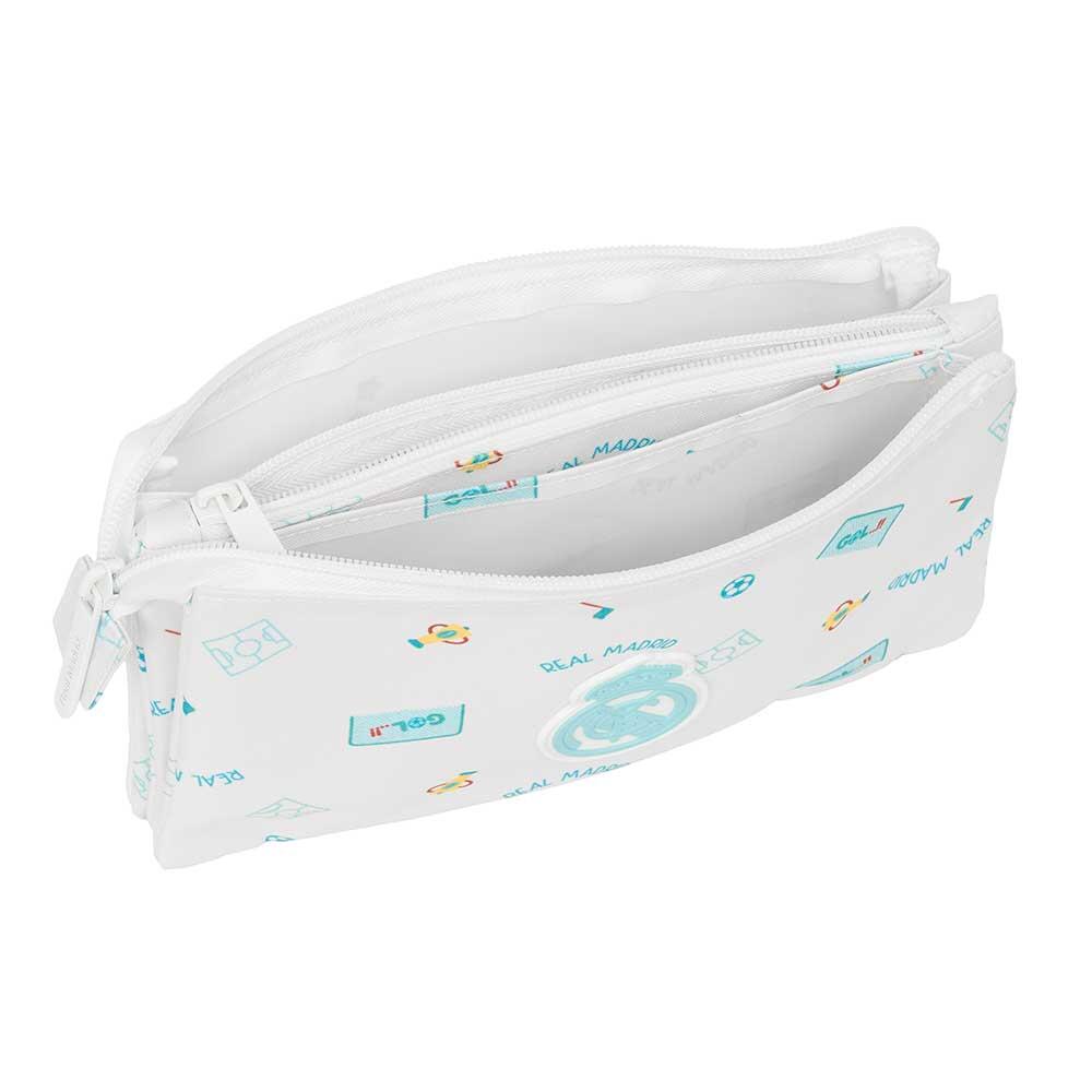Astuccio per bambini del Real Madrid con 3 scomparti e cerniera, bianco. 3/3