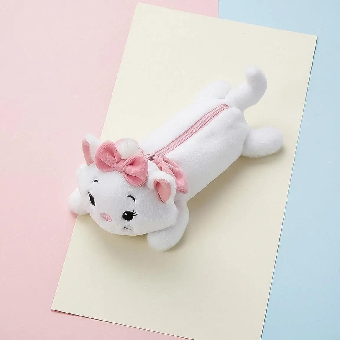 Estojo infantil Marie Plush em poliéster com zíper, branco. 7/7