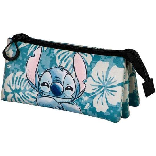 Estojo triplo infantil Stitch Aloha com zíper, 23x11x7 cm, azul. 2/2