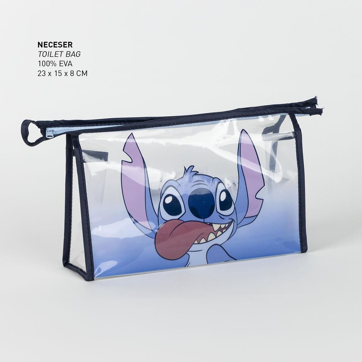 Nécessaire de viagem infantil Stitch com zíper, 12x25x10 cm, azul 2/6